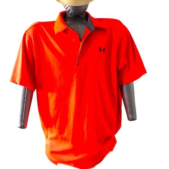 Under Armour men’s golf polo size 2XL Heat gear Brilliant orange 100% polyester - Picture 1 of 4